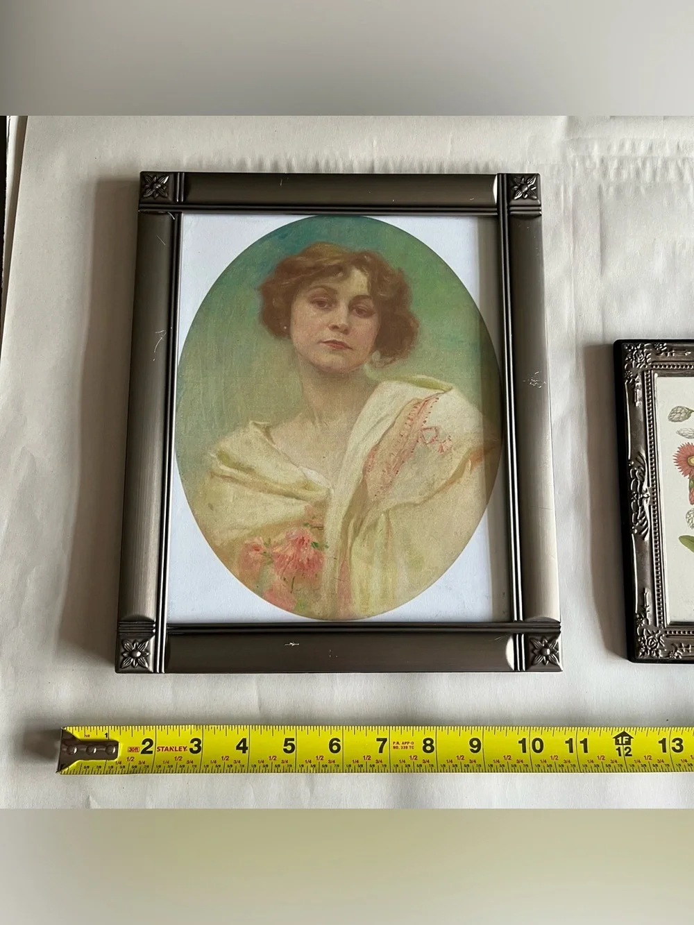 Vintage Silver Tone Picture Photo Frames w/ Fine Art Prints-Set of 2